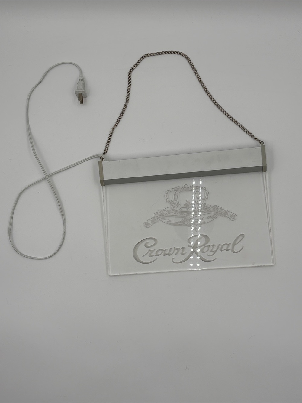 Crown Royal Blue LED Light Up Hanging Bar Sign Acrylic Plexiglass 110V - Picture 6 of 8